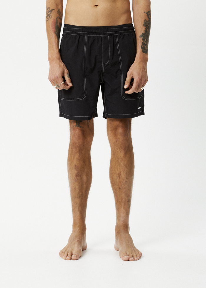 Afends Mens Baywatch - Recycled Swim Short 18" - Black 