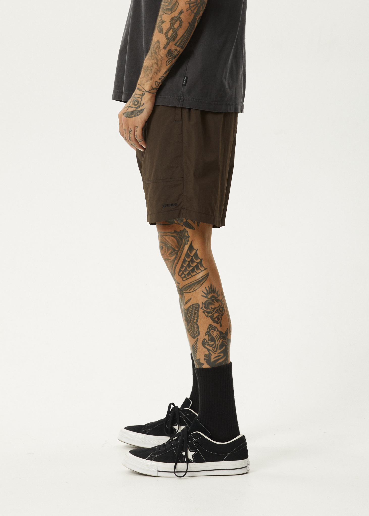 AFENDS Mens Baywatch - Swim Short 18" - Coffee