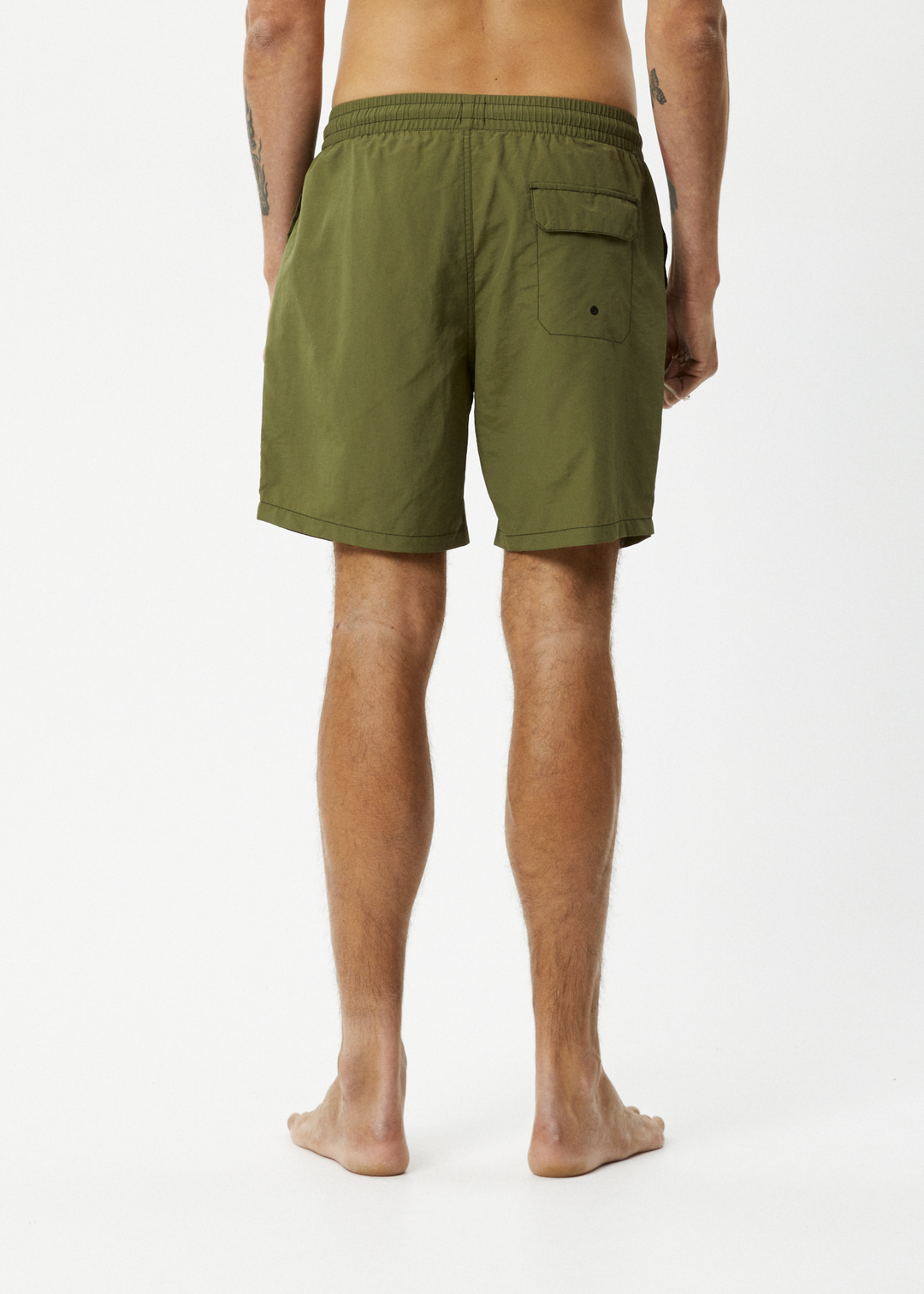 AFENDS Mens Baywatch - Swim Shorts 18" - Military 