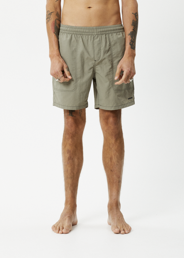 Afends Mens Baywatch - Recycled Swim Short 18" - Olive 