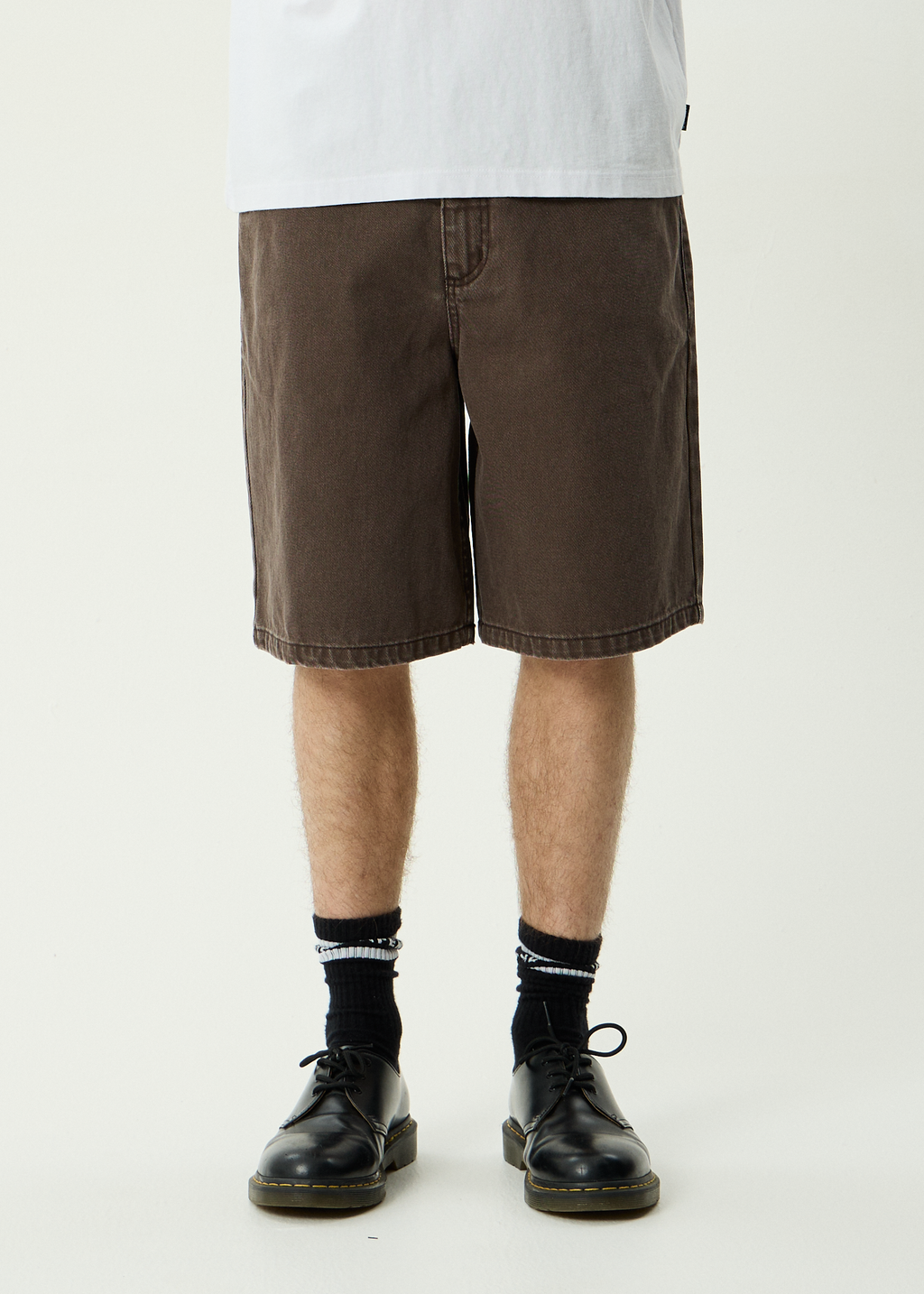 AFENDS Mens Lil C - Denim Baggy Fit Short 22" - Washed Coffee