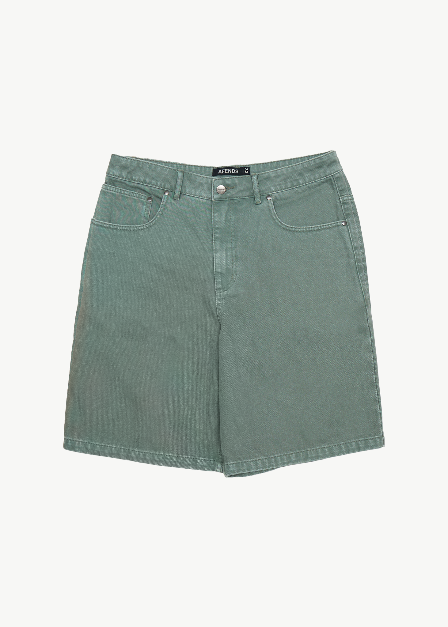 AFENDS Mens Lil C - Denim Baggy Short 22" - Washed Sycamore