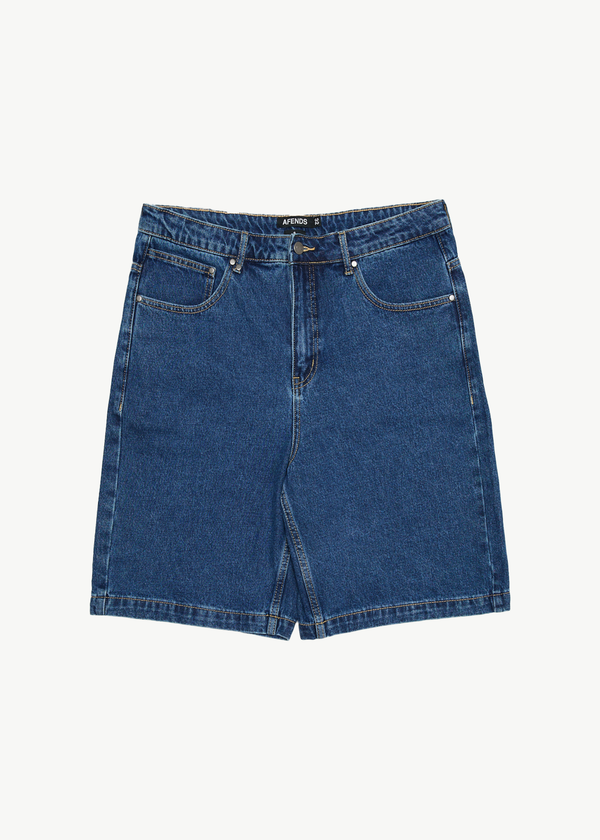 AFENDS Mens Lil C - Denim Baggy Short 22