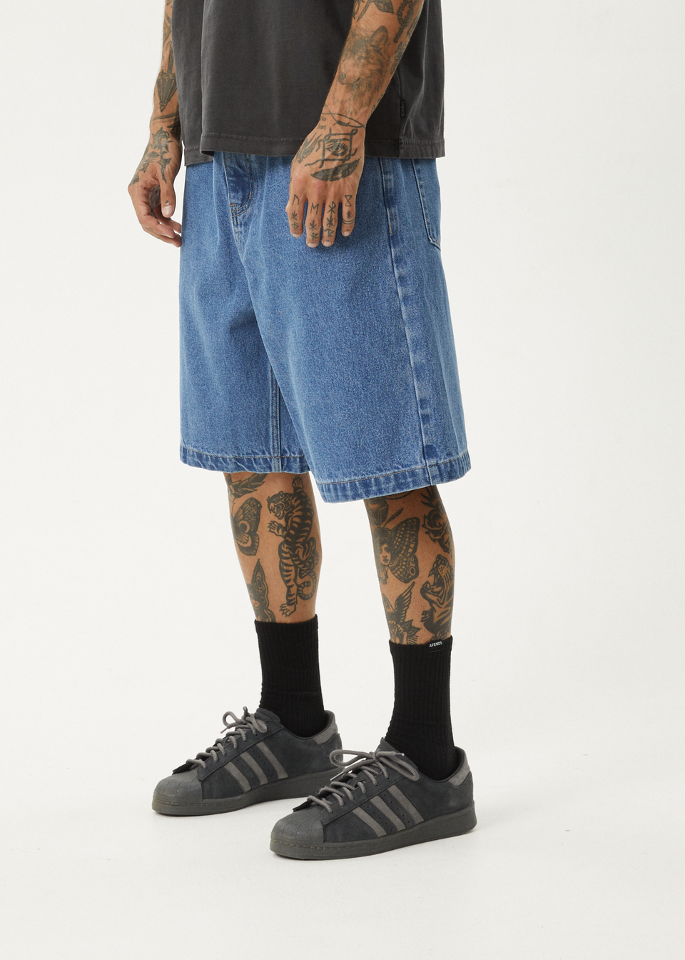 AFENDS Mens Peace Out Tape - Elastic Waist Short - Black