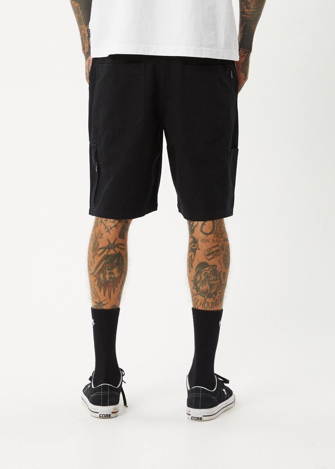 AFENDS Mens Harper - Canvas Carpenter Shorts 22" - Black 