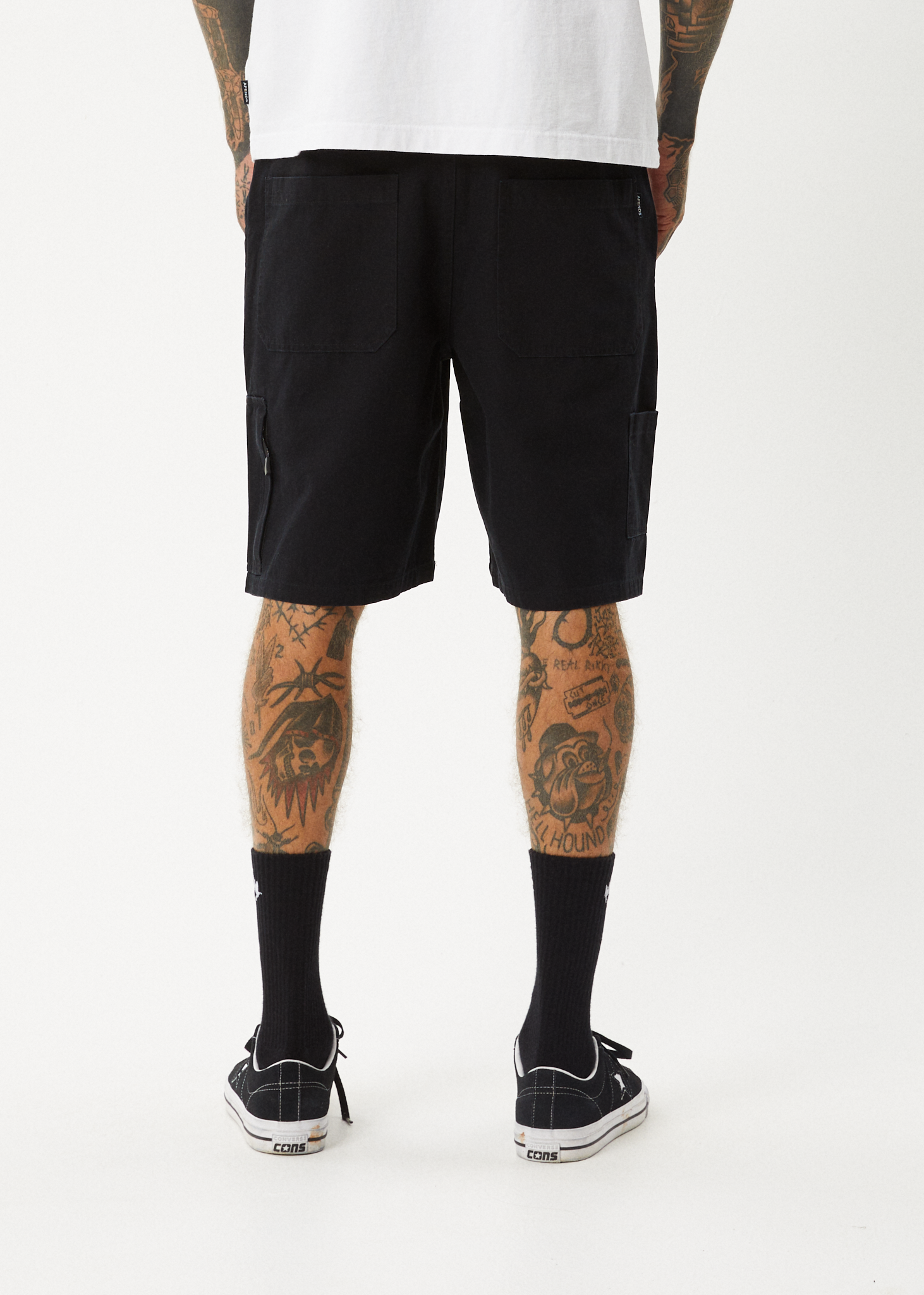 AFENDS Mens Harper - Canvas Workwear Short 22" - Black