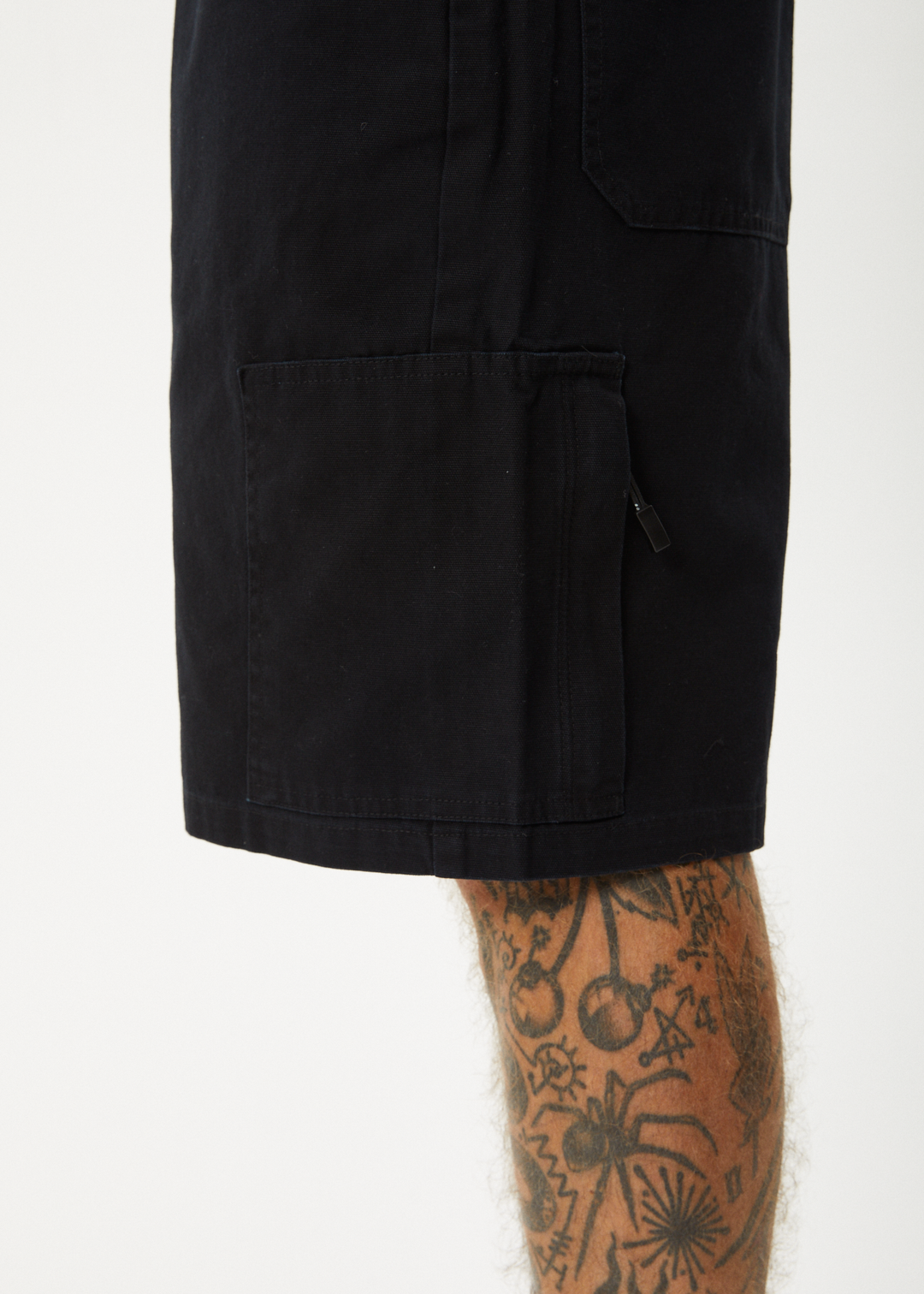 AFENDS Mens Harper - Canvas Carpenter Shorts 22" - Black 