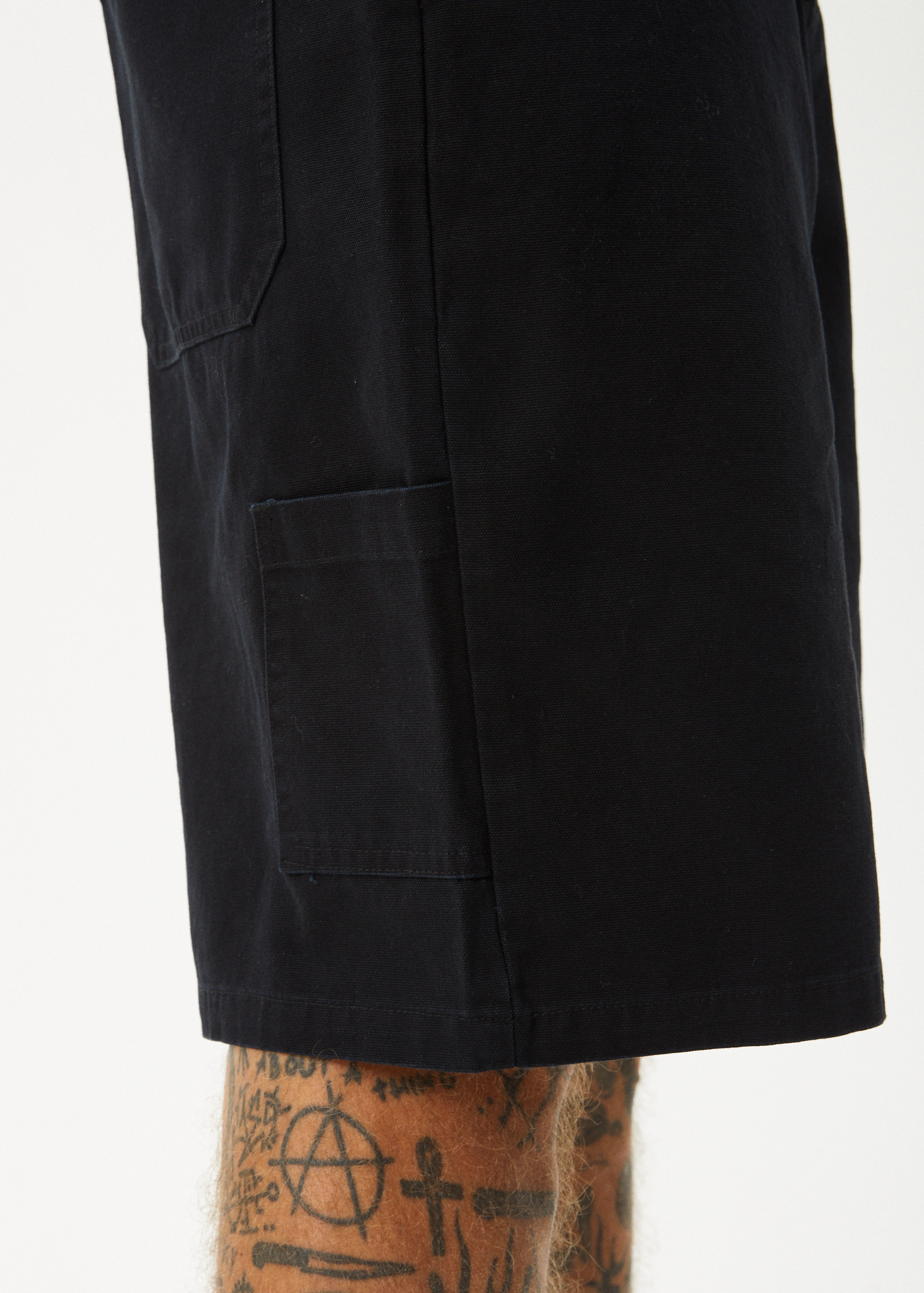 AFENDS Mens Harper - Canvas Workwear Short 22" - Black