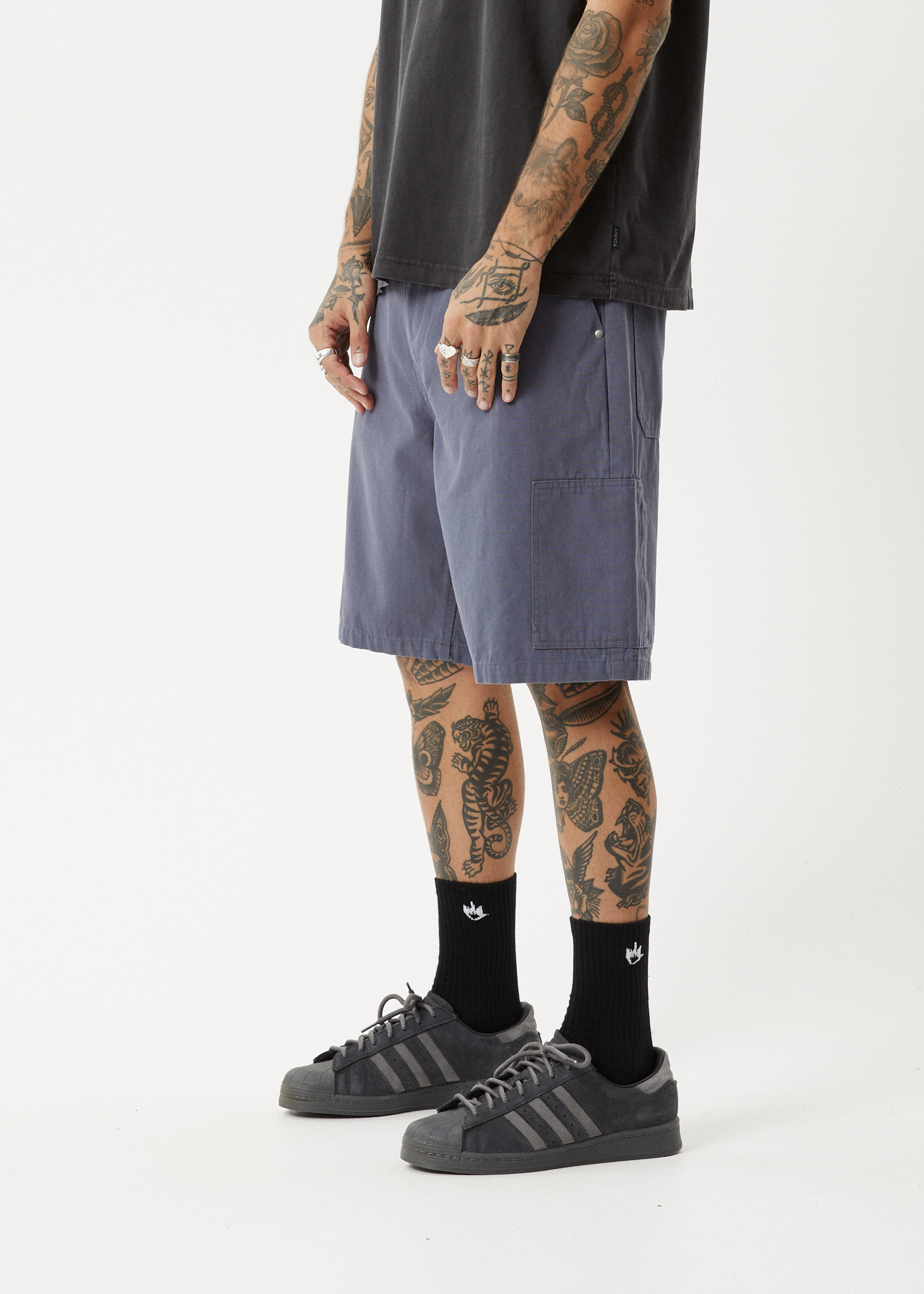 AFENDS Mens Harper - Canvas Workwear Short 20" - Marlin