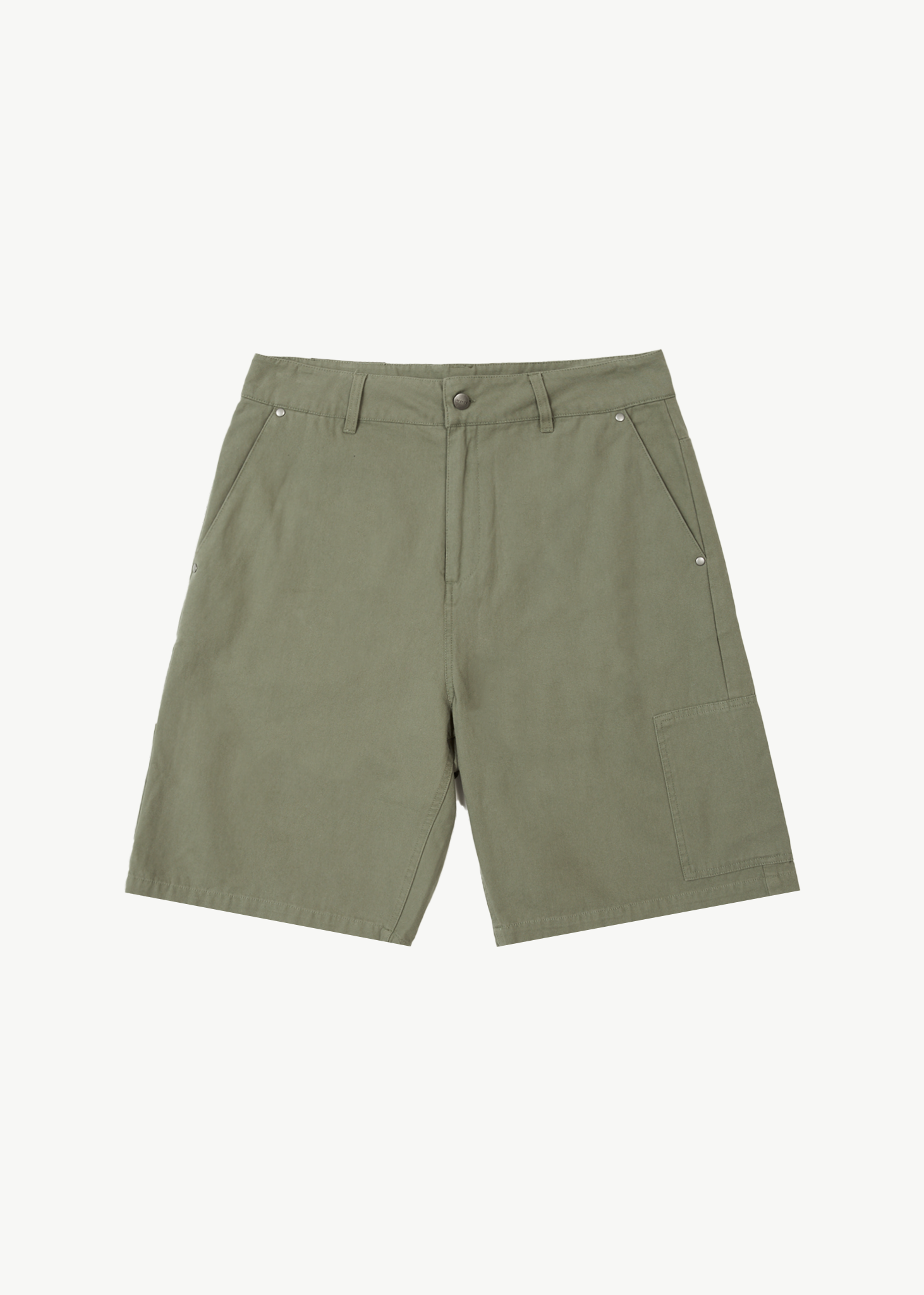 AFENDS Mens Harper - Canvas Workwear Short 22" - Olive