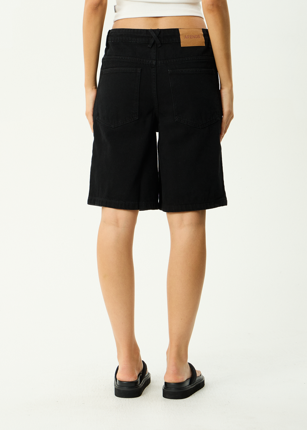 AFENDS Mens Lil C - Denim Baggy Short 22" - Washed Black