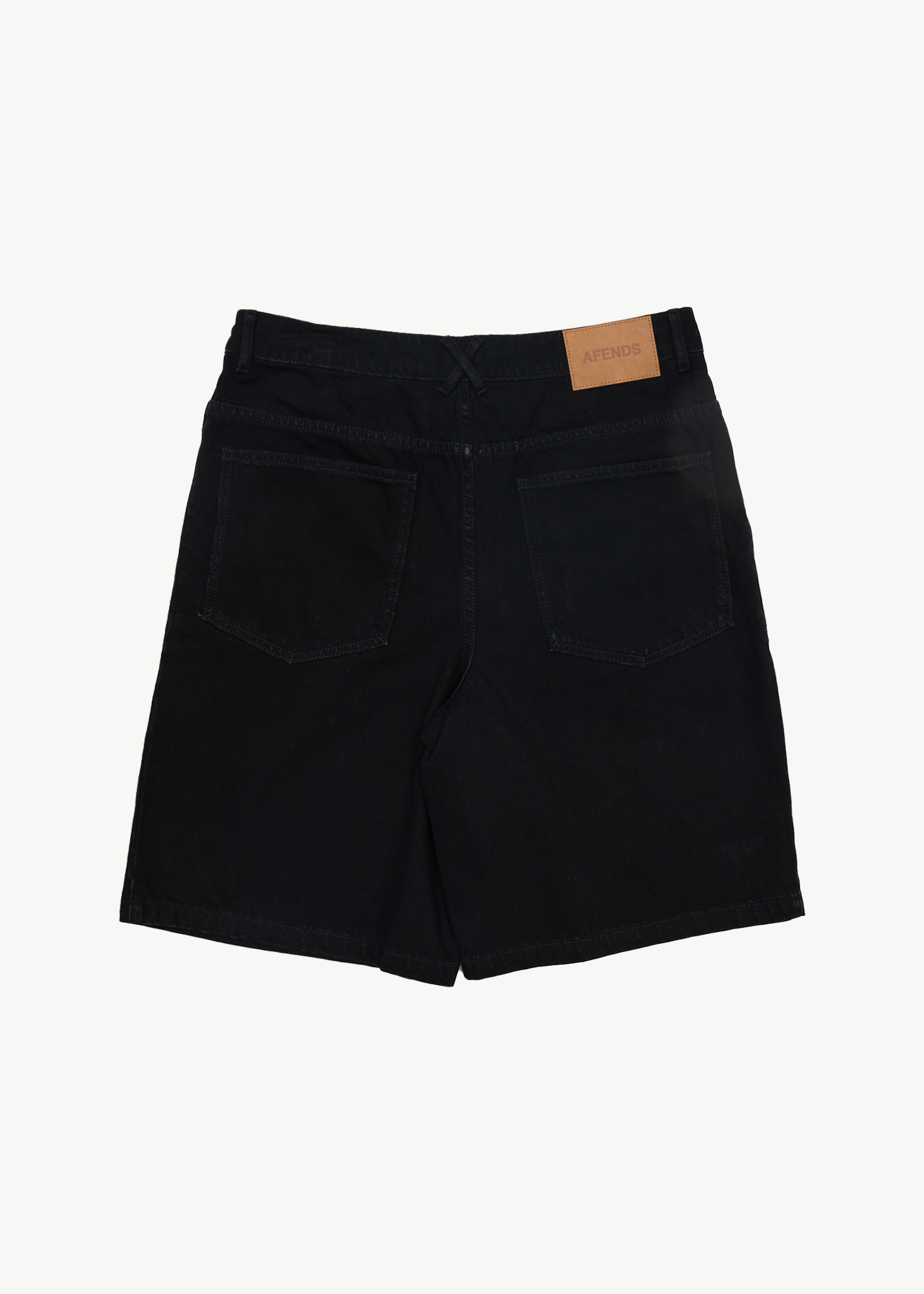 AFENDS Mens Lil C - Denim Baggy Short 22" - Washed Black