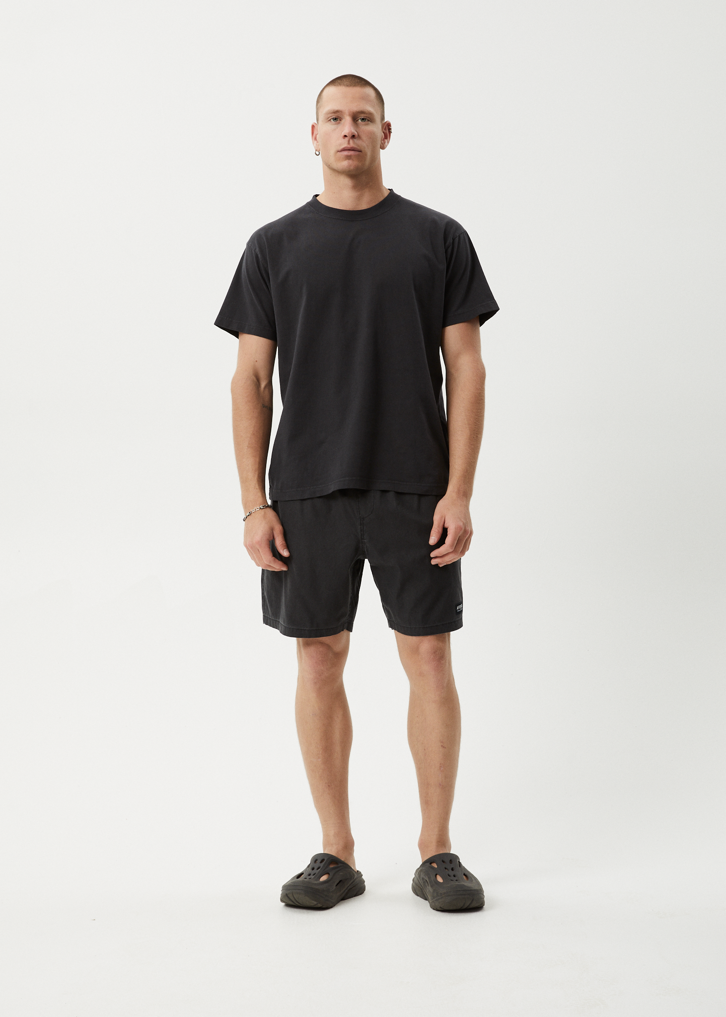 AFENDS Mens The Dopamine - Swim Short 18" - Black Acid Wash