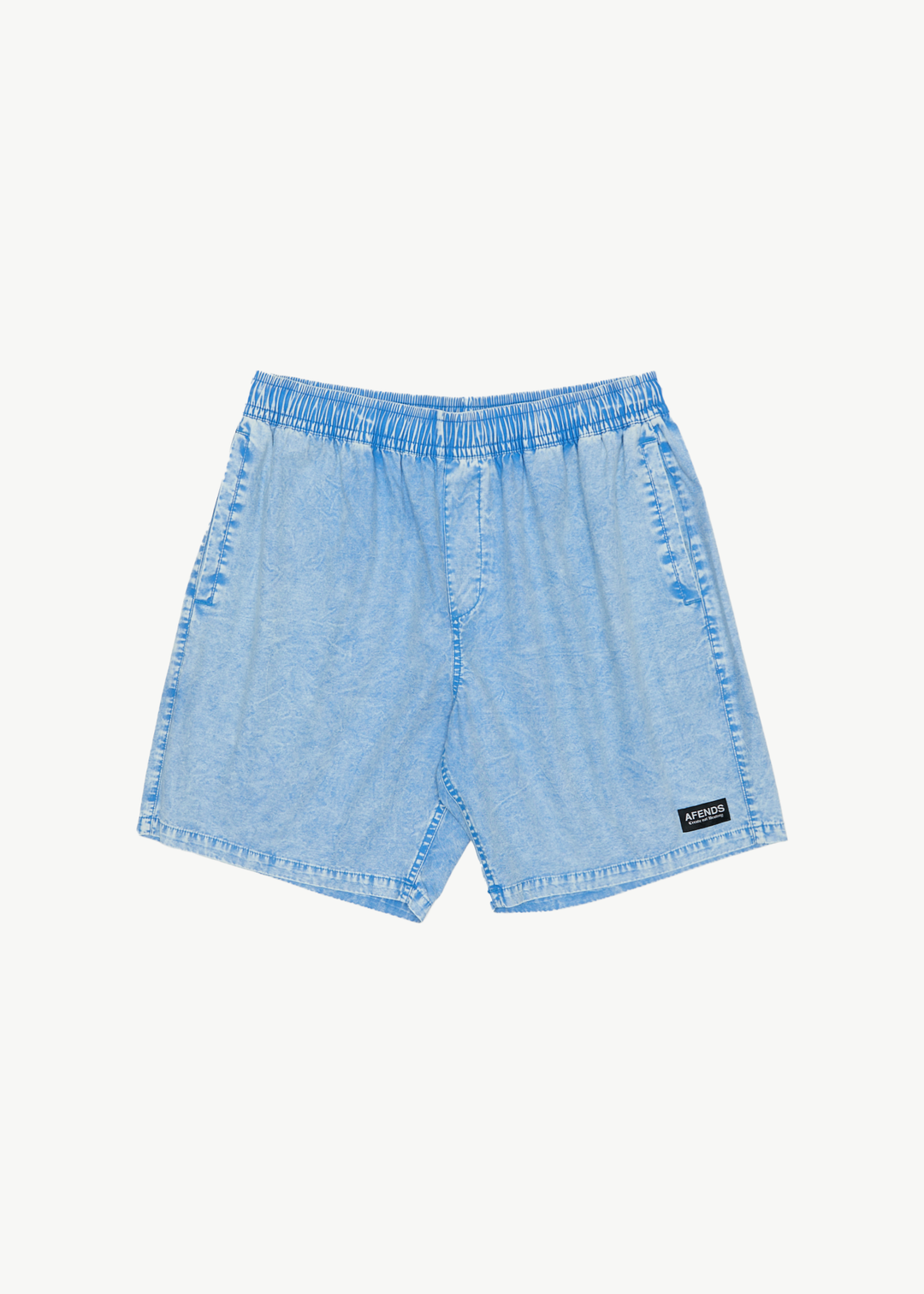 AFENDS Mens The Dopamine - Swim Short 18" - Blue Acid Wash 