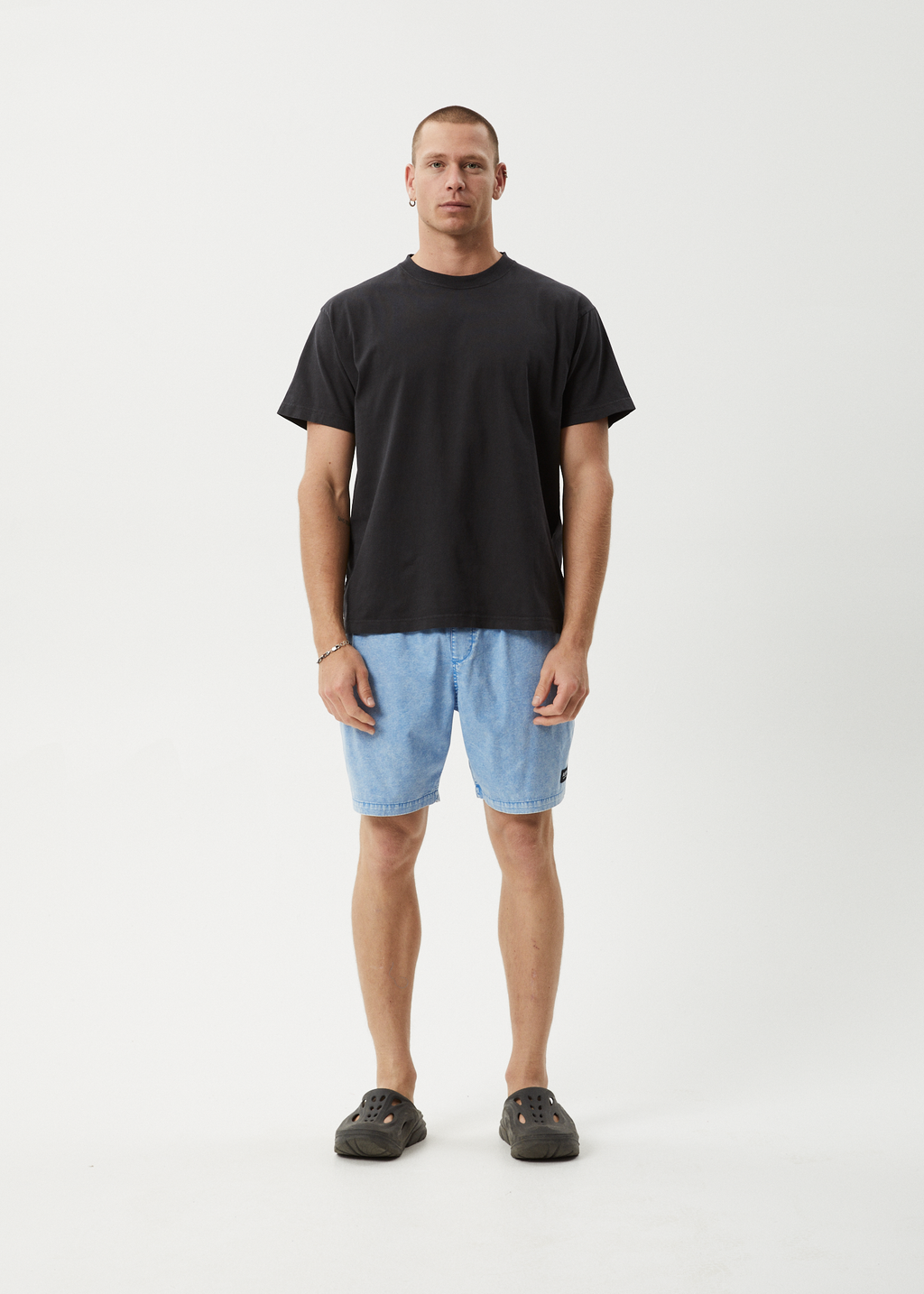 AFENDS Mens The Dopamine - Swim Short 18" - Blue Acid Wash