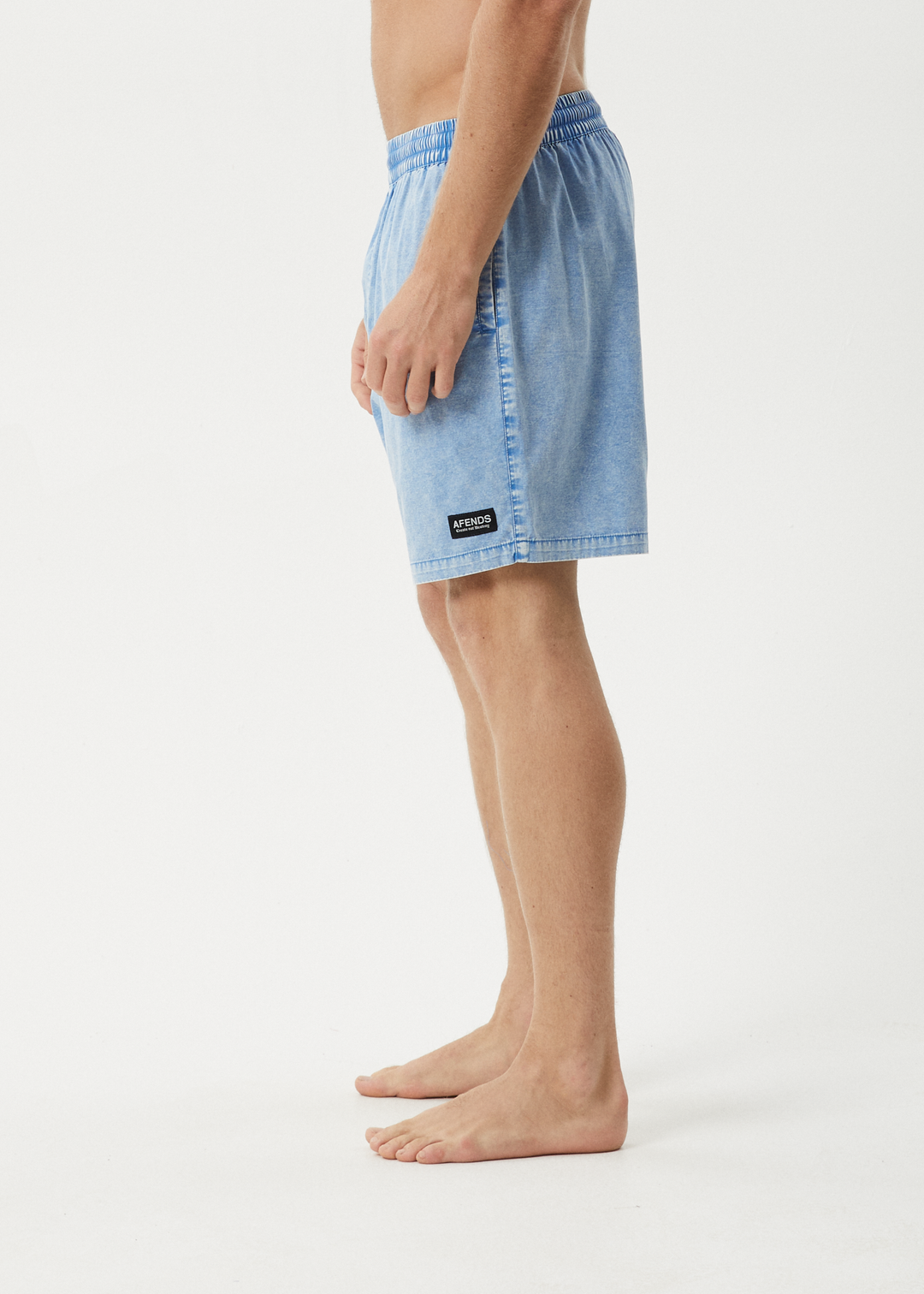 AFENDS Mens The Dopamine - Swim Short 18" - Blue Acid Wash 