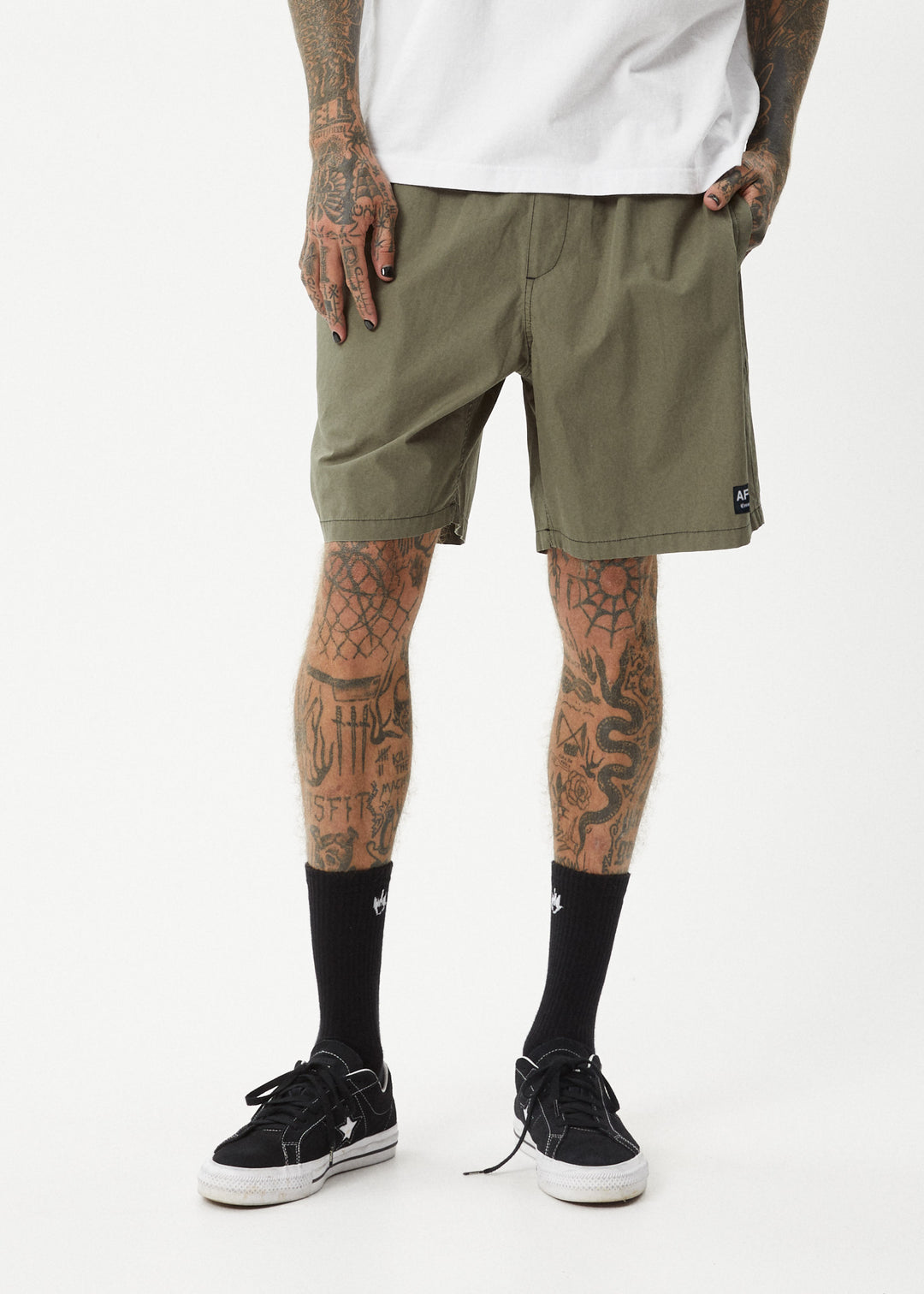 AFENDS Mens The Dopamine - Swim Short 18" - Olive 