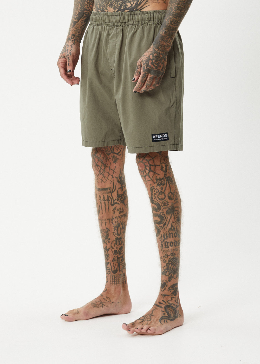 AFENDS Mens The Dopamine - Swim Short 18 Inch - Olive 