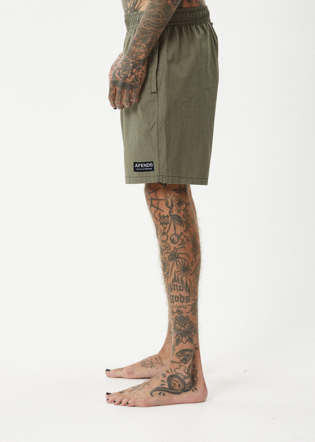 AFENDS Mens The Dopamine - Swim Short 18 Inch - Olive 