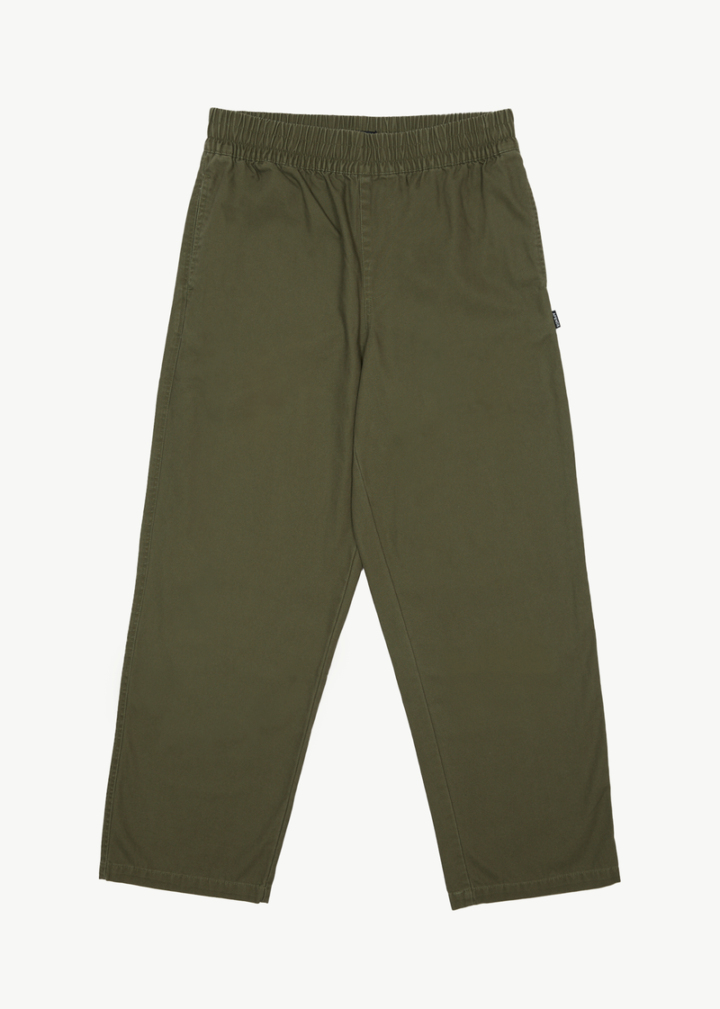 Afends Mens Ninety Eights - Recycled Elastic Waist Pant - Military