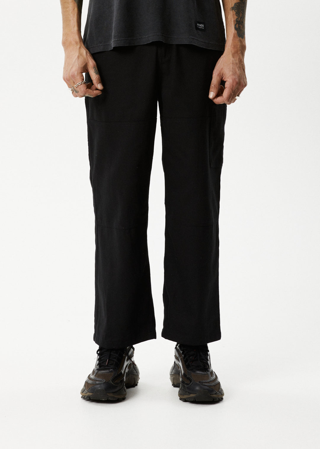 AFENDS Mens Richmond - Baggy Carpenter Pants - Black 