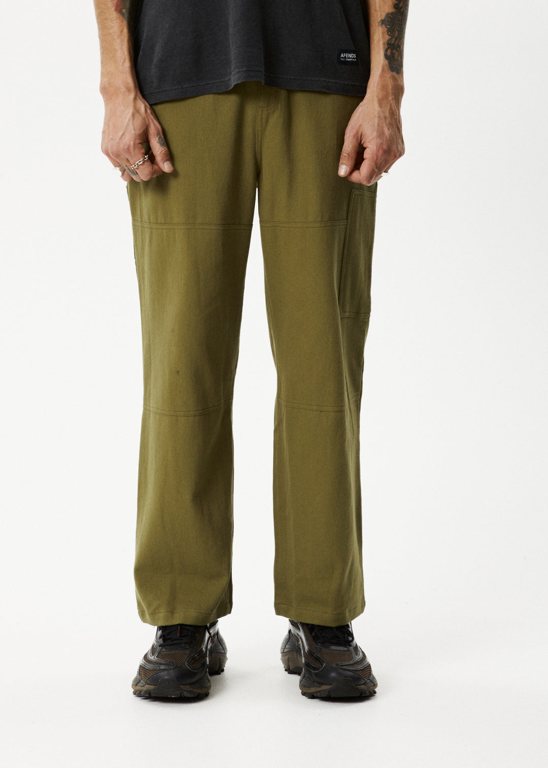 AFENDS Mens Richmond - Carpenter Pants - Military 