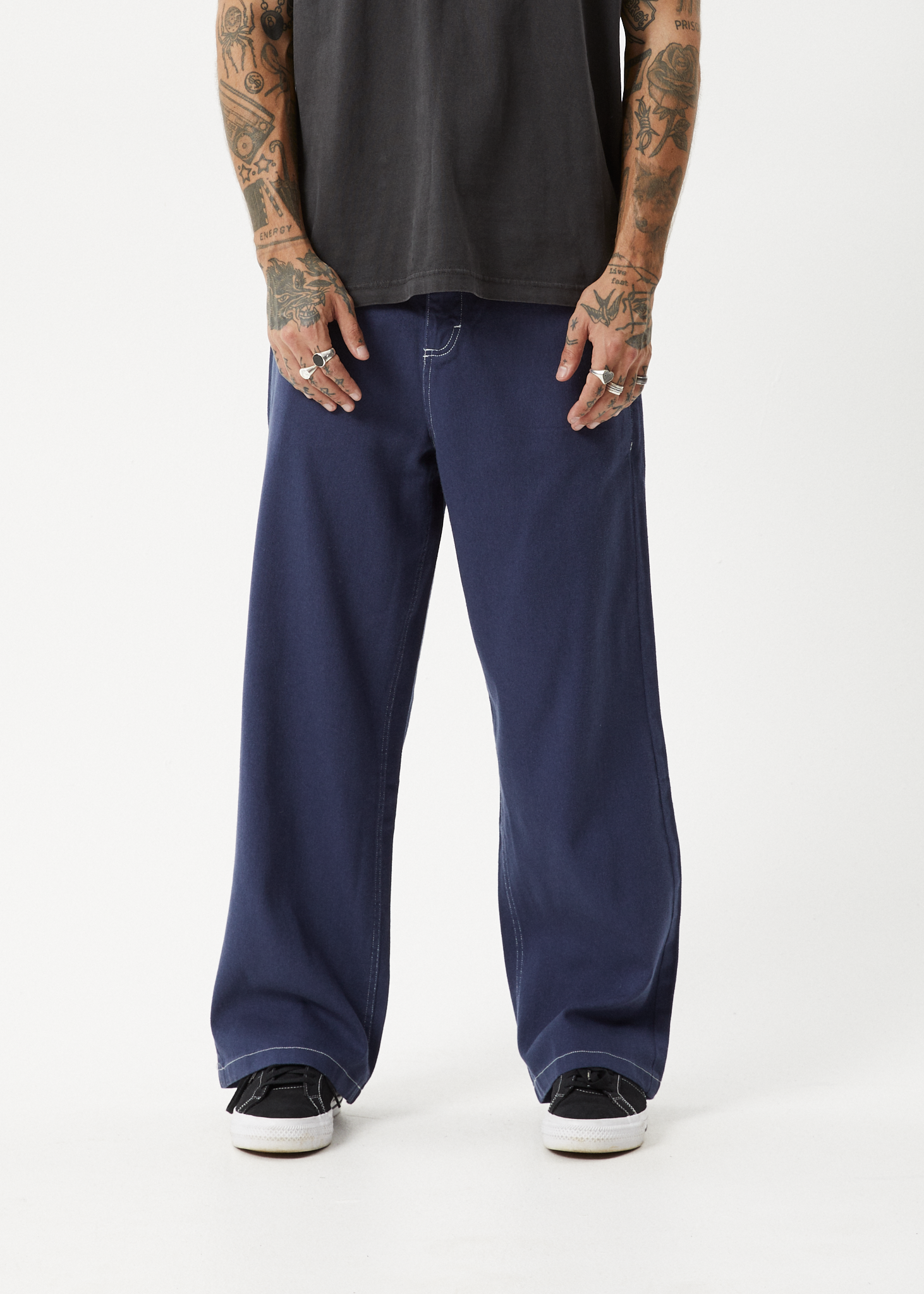 AFENDS Mens Pablo - Baggy Pant - Navy