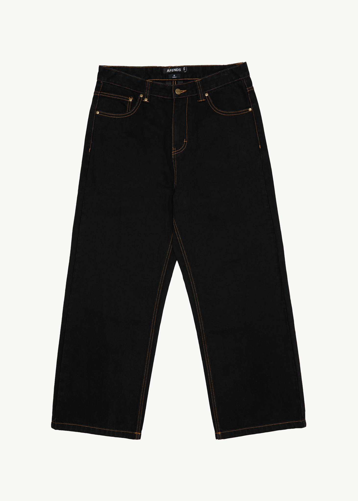 AFENDS Mens Pablo - Denim Baggy Jean - Washed Black