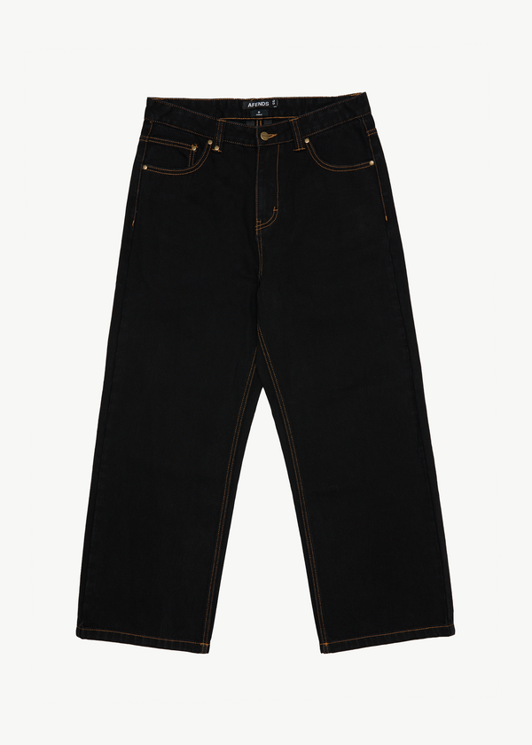 AFENDS Mens Pablo - Denim Baggy Jean - Washed Black