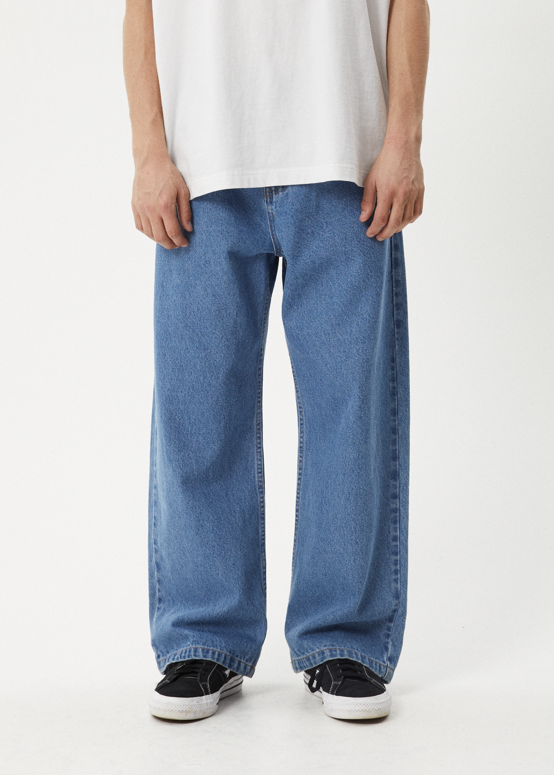 AFENDS Mens Pablo - Denim Baggy Fit Jean - Worn Blue