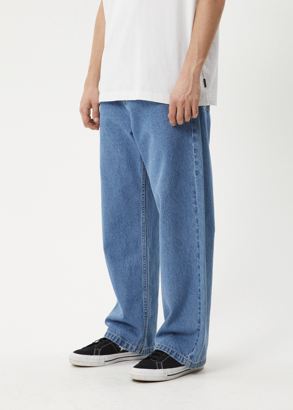 AFENDS Mens Pablo - Denim Baggy Jean - Worn Blue