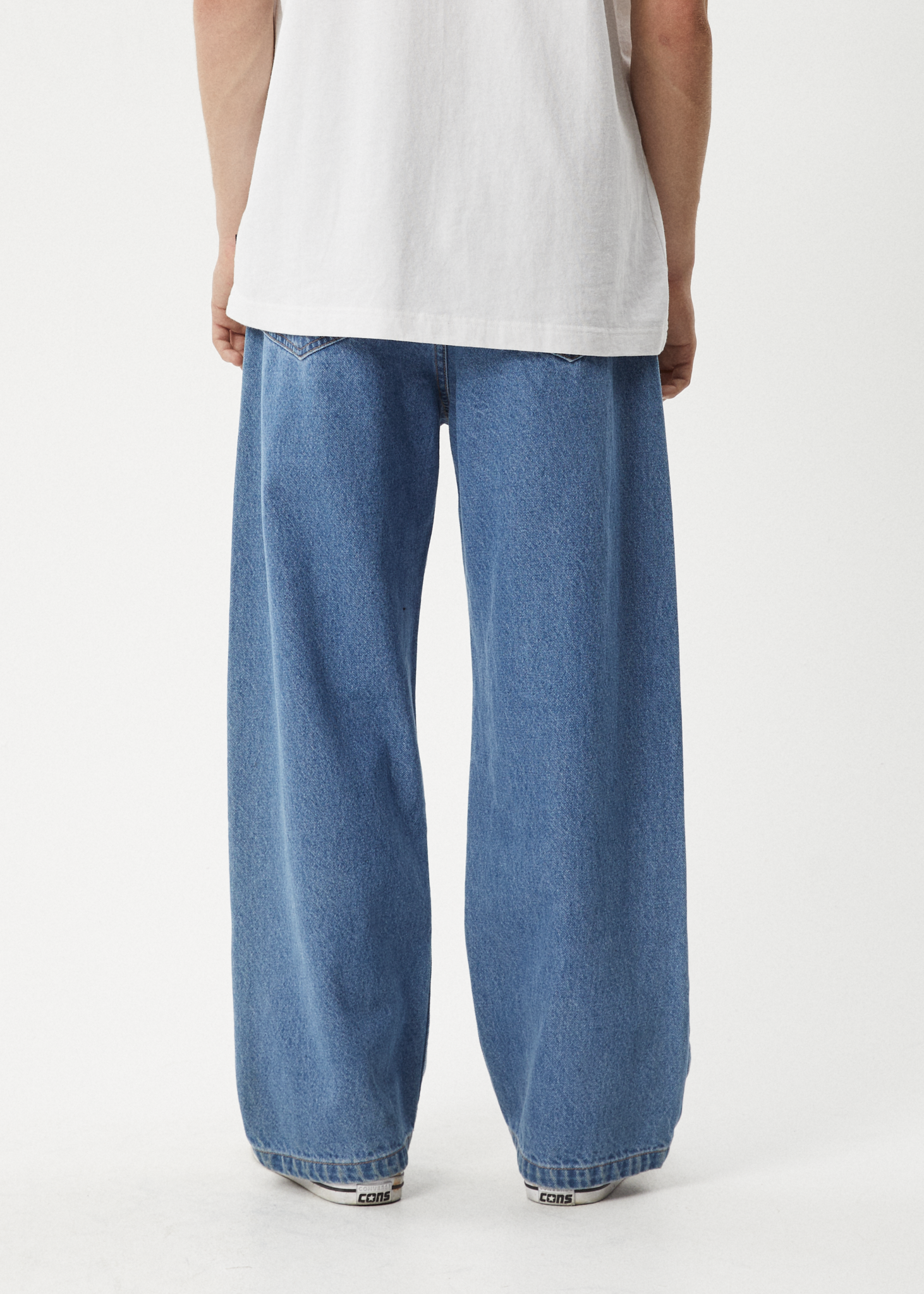 AFENDS Mens Pablo - Denim Baggy Jean - Worn Blue