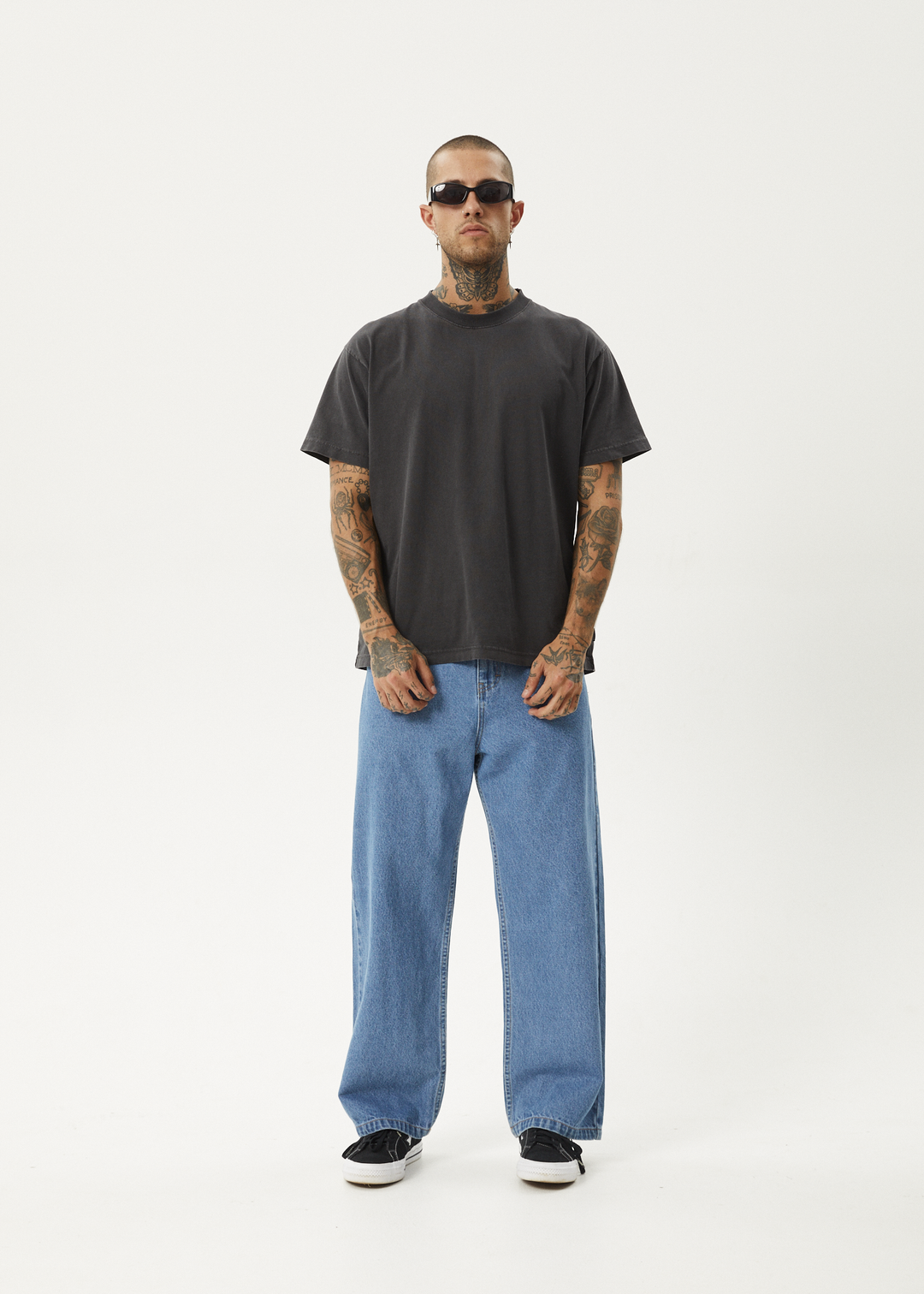 AFENDS Mens Pablo - Denim Baggy Fit Jean - Worn Blue 