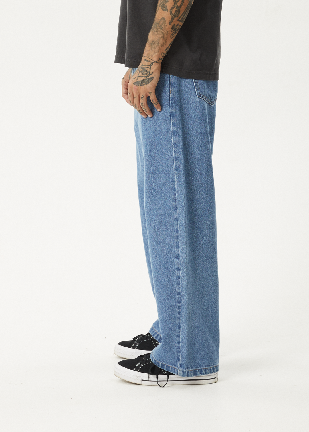 AFENDS Mens Pablo - Denim Baggy Fit Jean - Worn Blue 