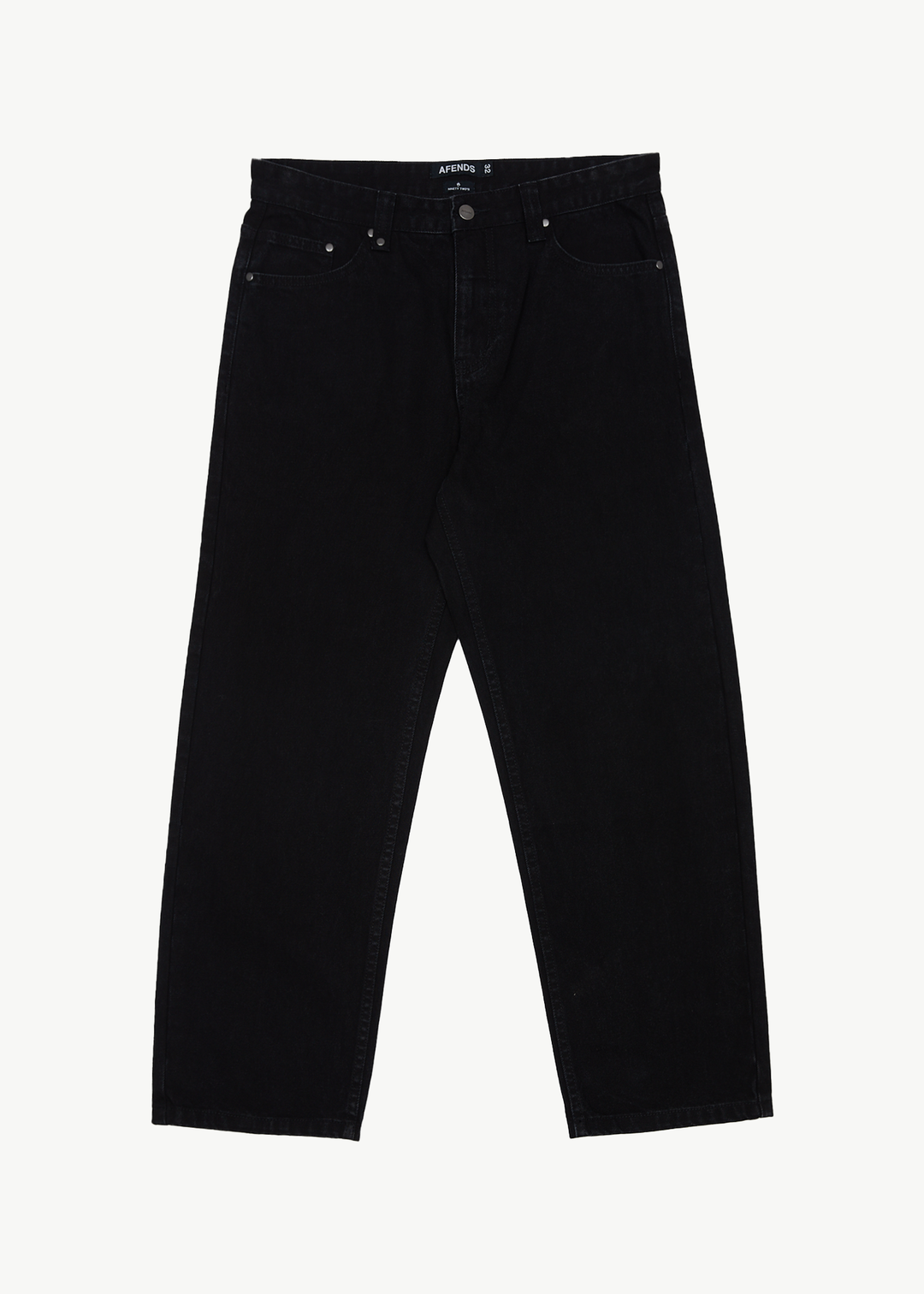 AFENDS Mens Ninety Two's - Denim Relaxed Jeans - Washed Black 