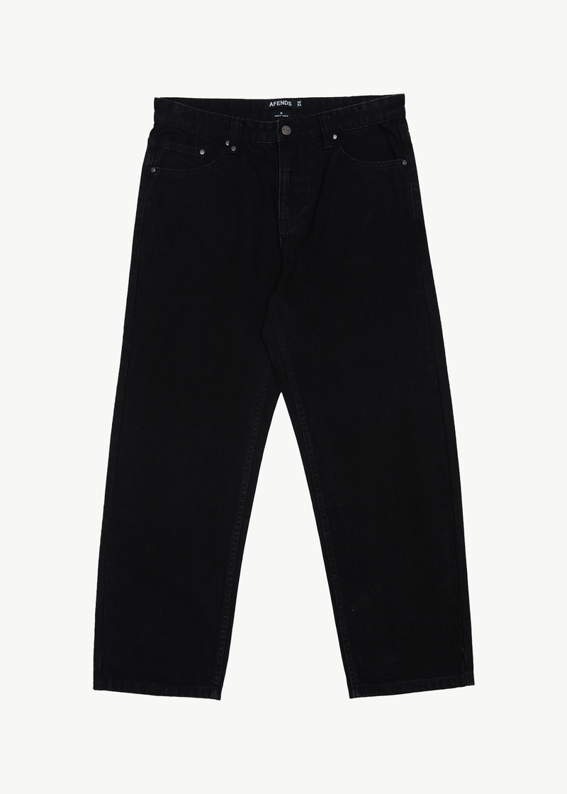 AFENDS Mens Ninety Two's - Denim Relaxed Jeans - Washed Black