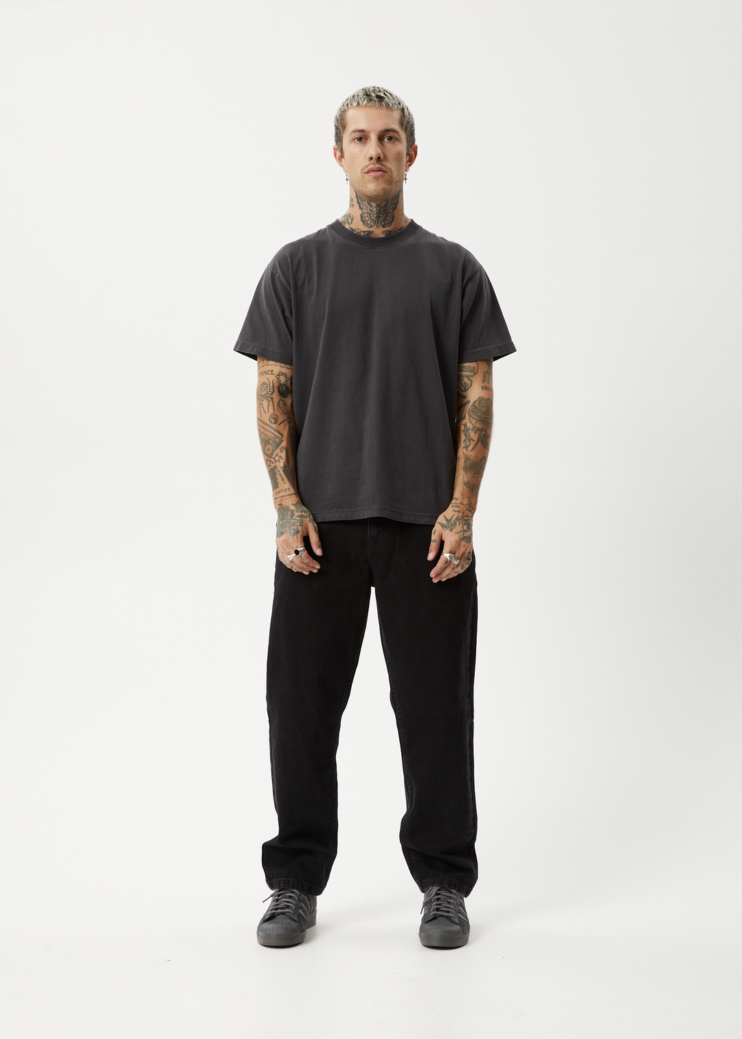 AFENDS Mens Ninety Two's - Denim Relaxed Jeans - Washed Black