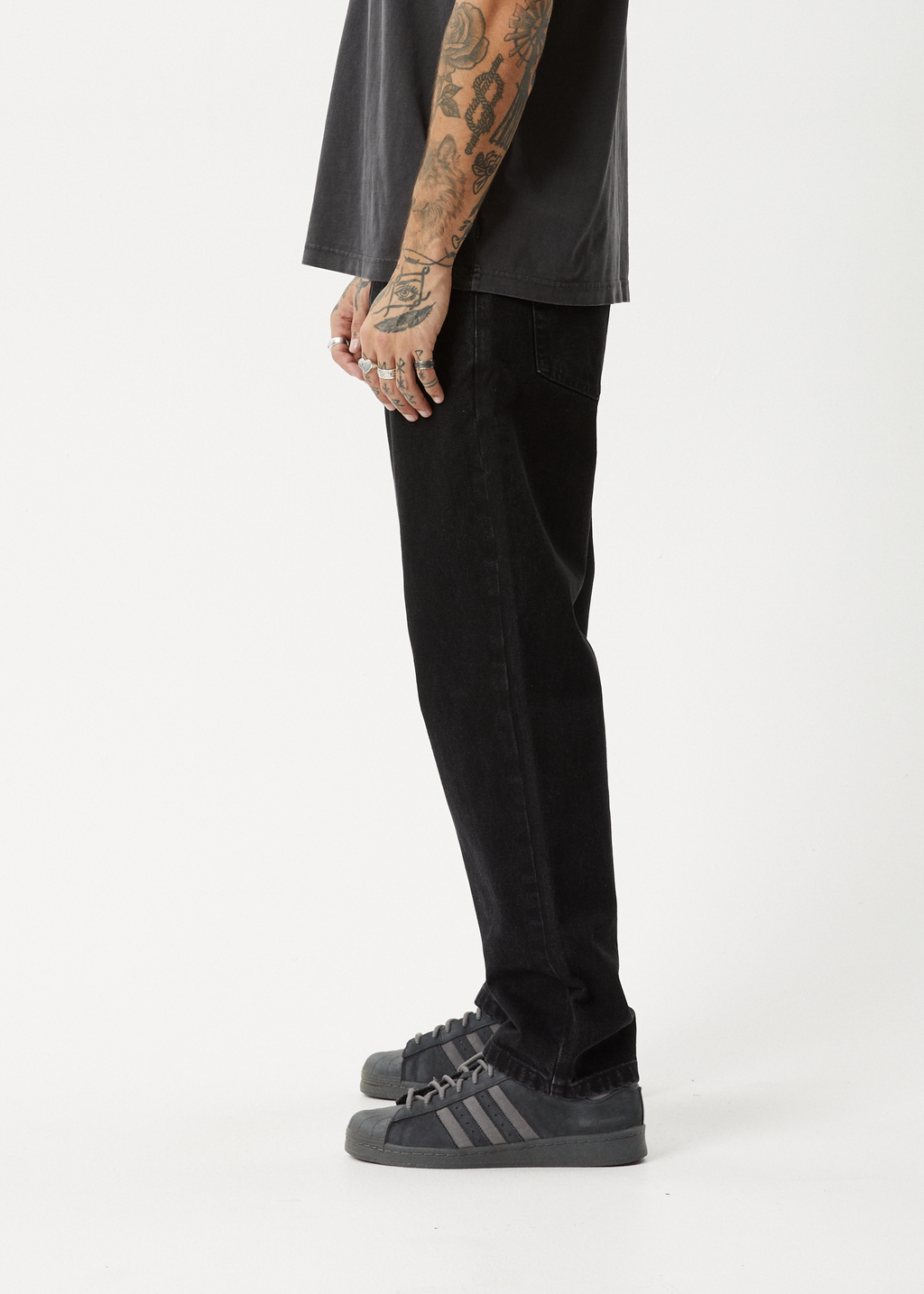 AFENDS Mens Ninety Two'S - Denim Relaxed Jean - Washed Black