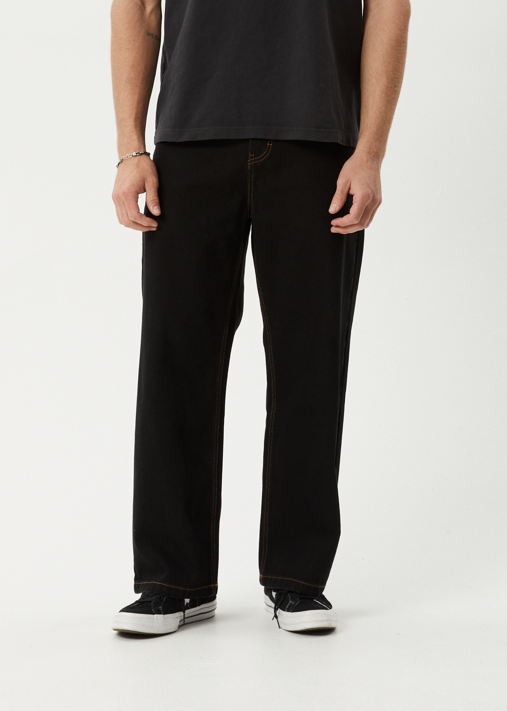 AFENDS Mens Pablo - Denim Baggy Jean - Washed Black