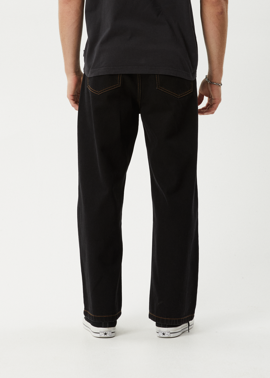 AFENDS Mens Pablo - Denim Baggy Jean - Washed Black