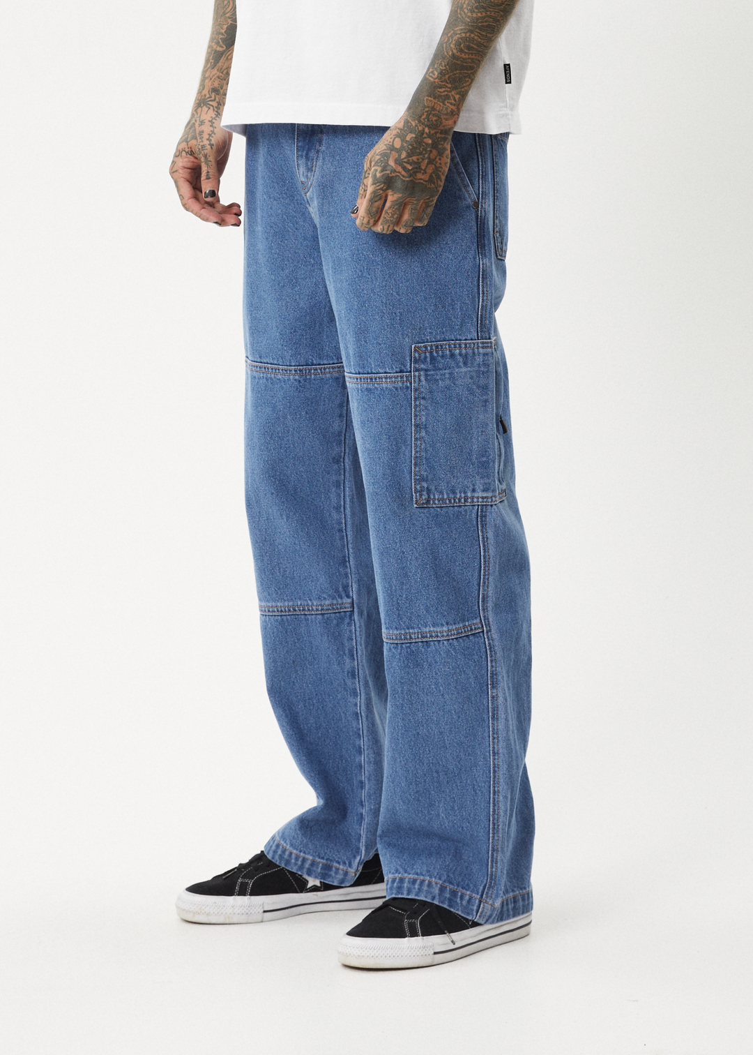 AFENDS Mens Richmond - Denim Workwear Jean - Worn Blue 