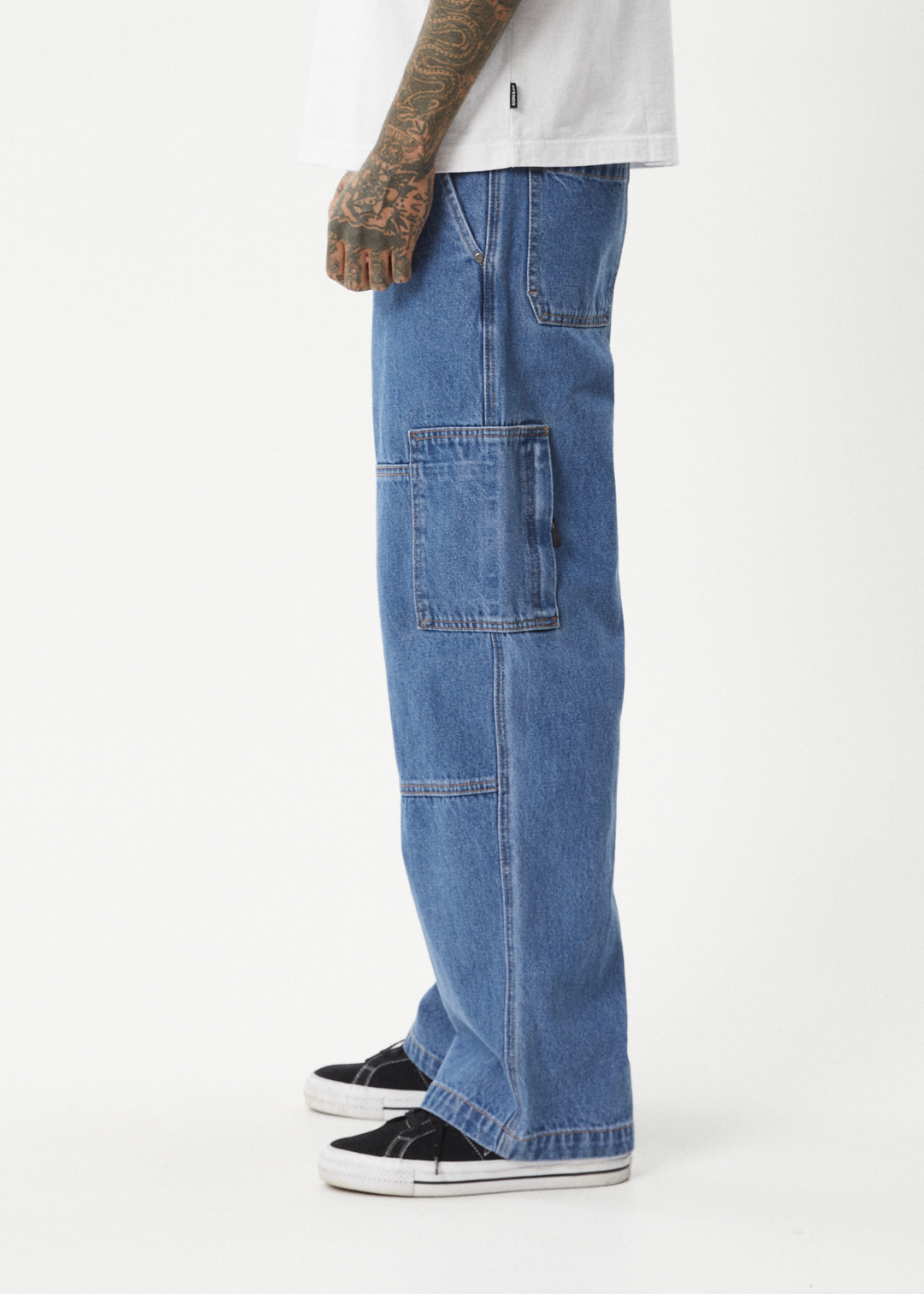 AFENDS Mens Richmond - Denim Workwear Jean - Worn Blue 