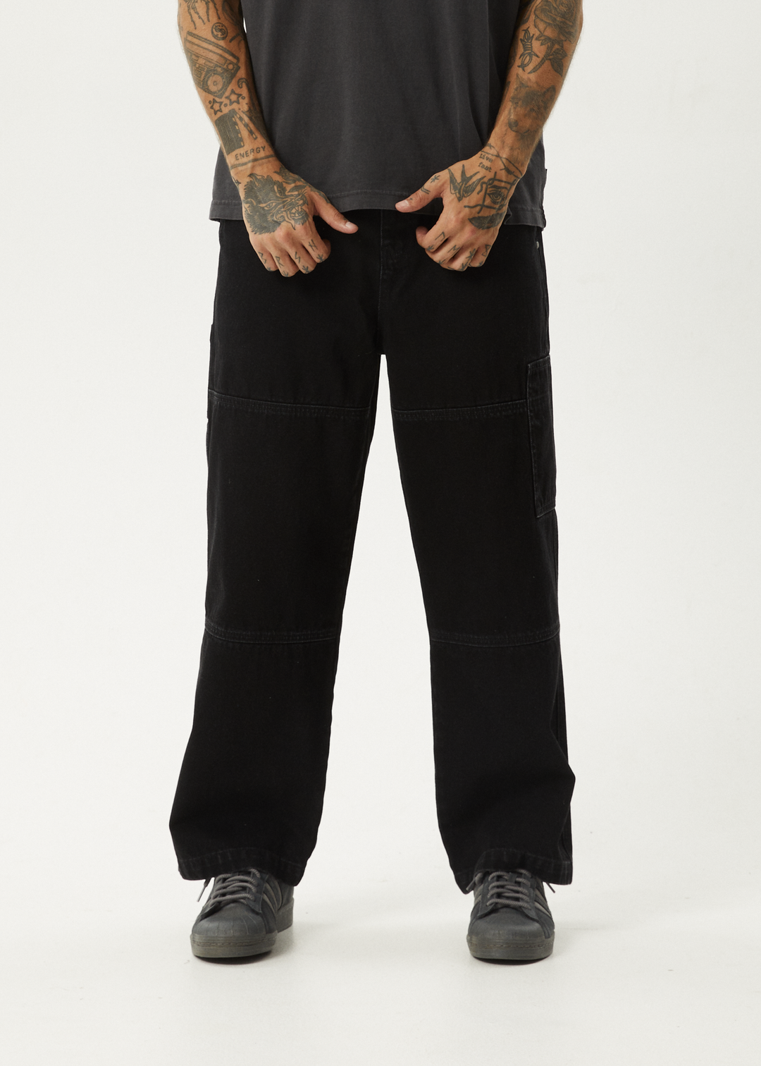 AFENDS Mens Richmond - Denim Workwear Jean - Washed Black 