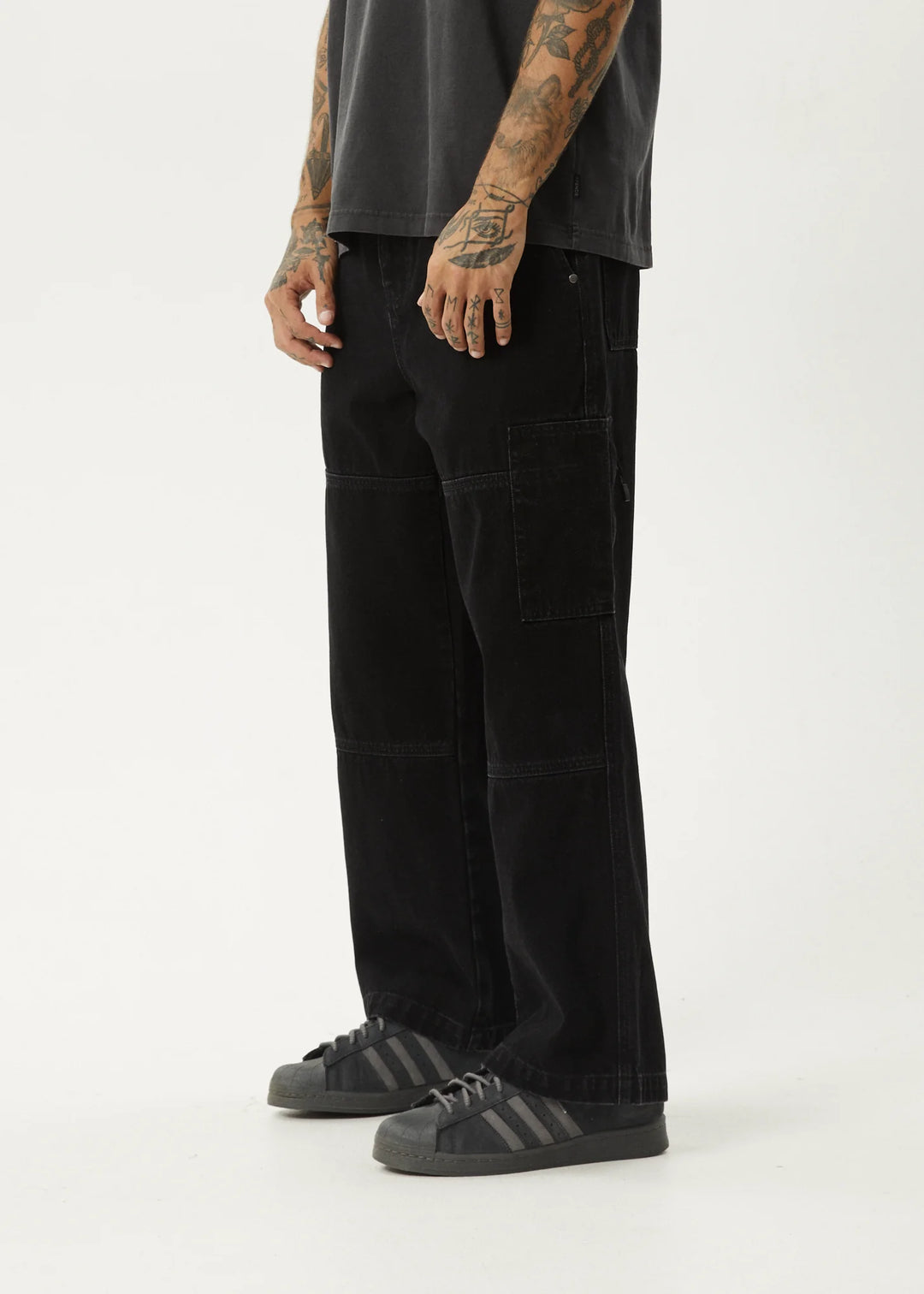 AFENDS Mens Richmond - Denim Workwear Jean - Washed Black