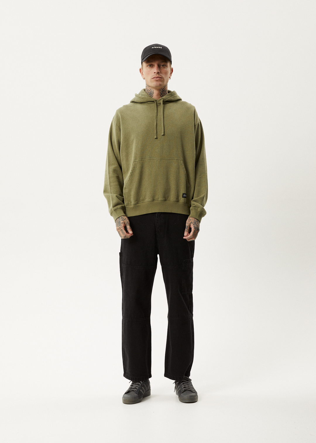 AFENDS Mens All Day - Relaxed Hoodie - Military 