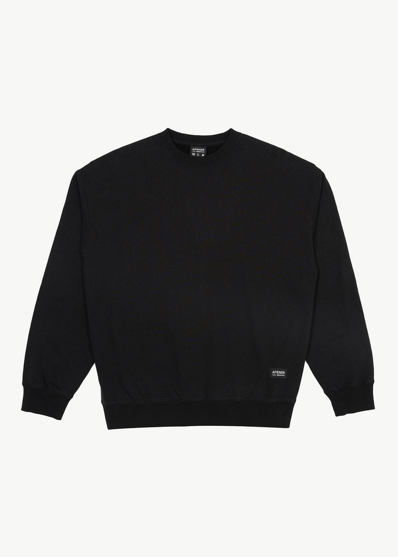 AFENDS Mens Indica - Crew Neck Jumper - Black