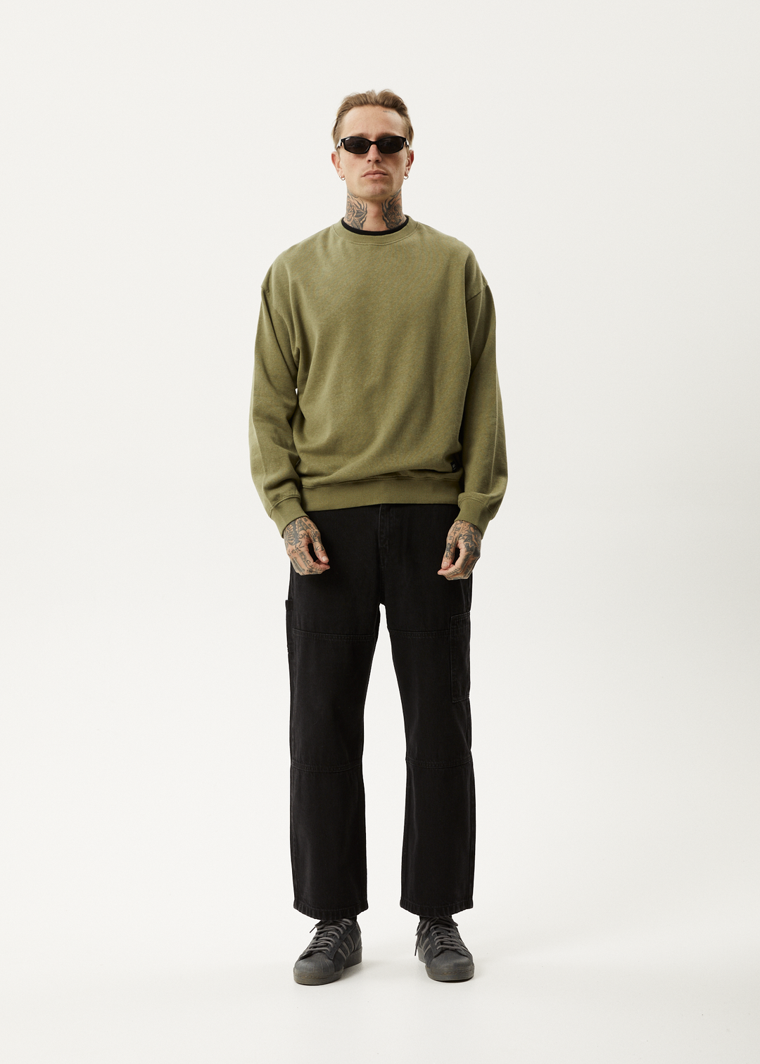 AFENDS Mens Indica - Crew Neck Jumper - Military 