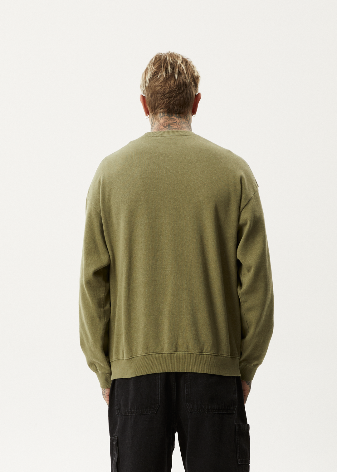 AFENDS Mens Indica - Crew Neck Jumper - Military 