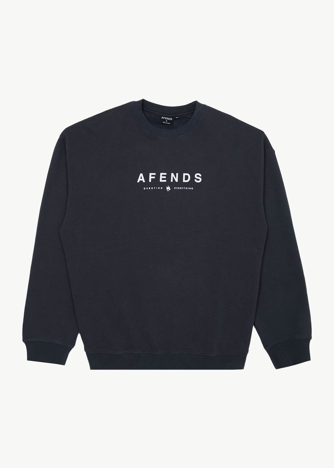 AFENDS Mens Thrown Out - Crew Neck - Charcoal 