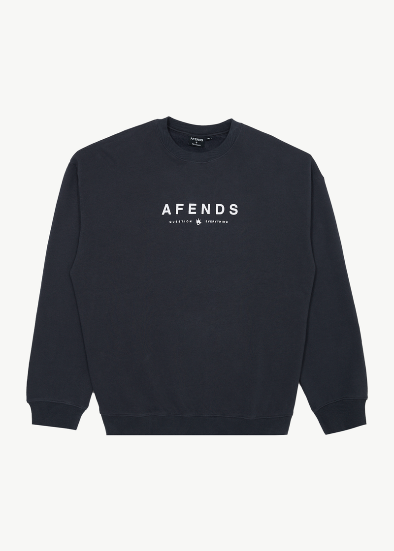 AFENDS Mens Thrown Out - Crew Neck - Charcoal